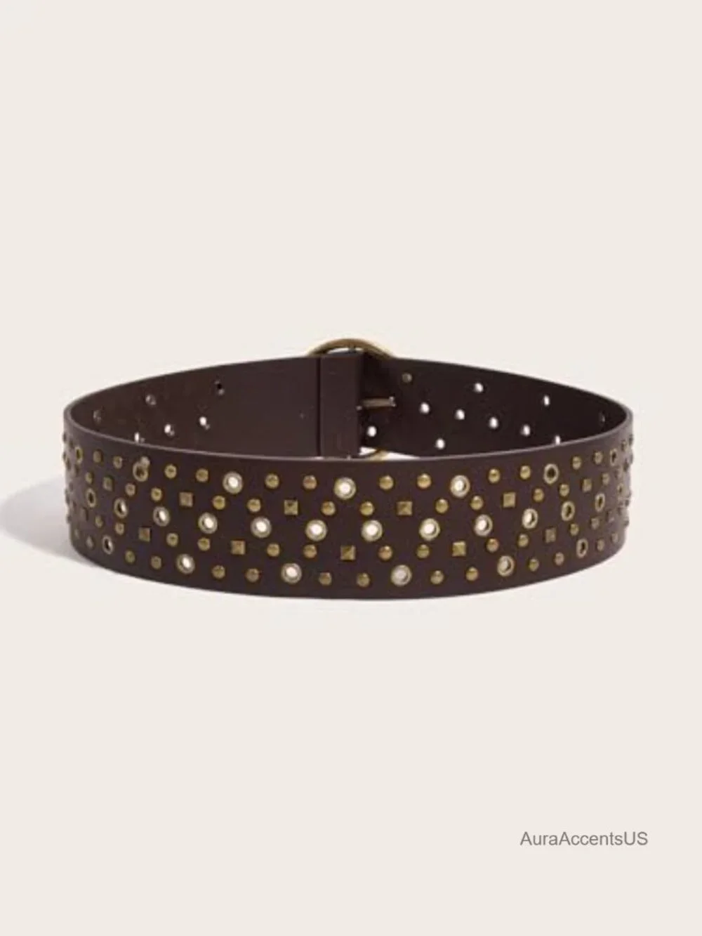 Wide Western Concho Belt, PU Leather Studded Belt for Waist Below 36